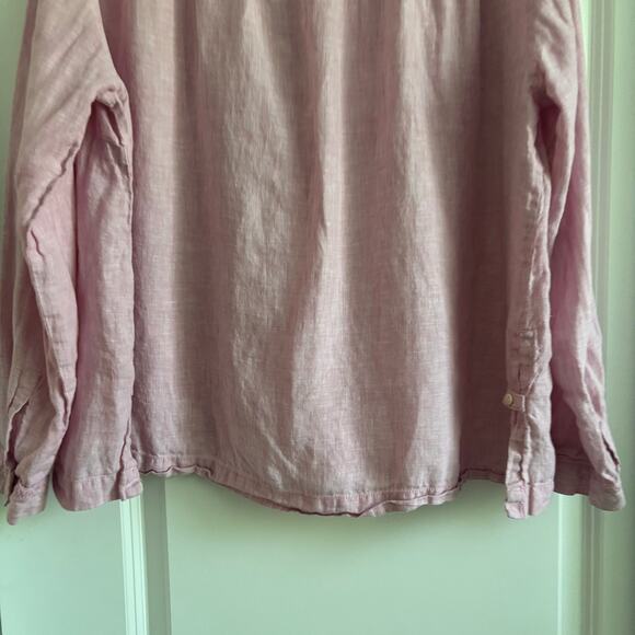 Poetry Women’s 100% Linen Light Pink Pullover Long Sleeve Top Beachy Sz 16 - Picture 13 of 15